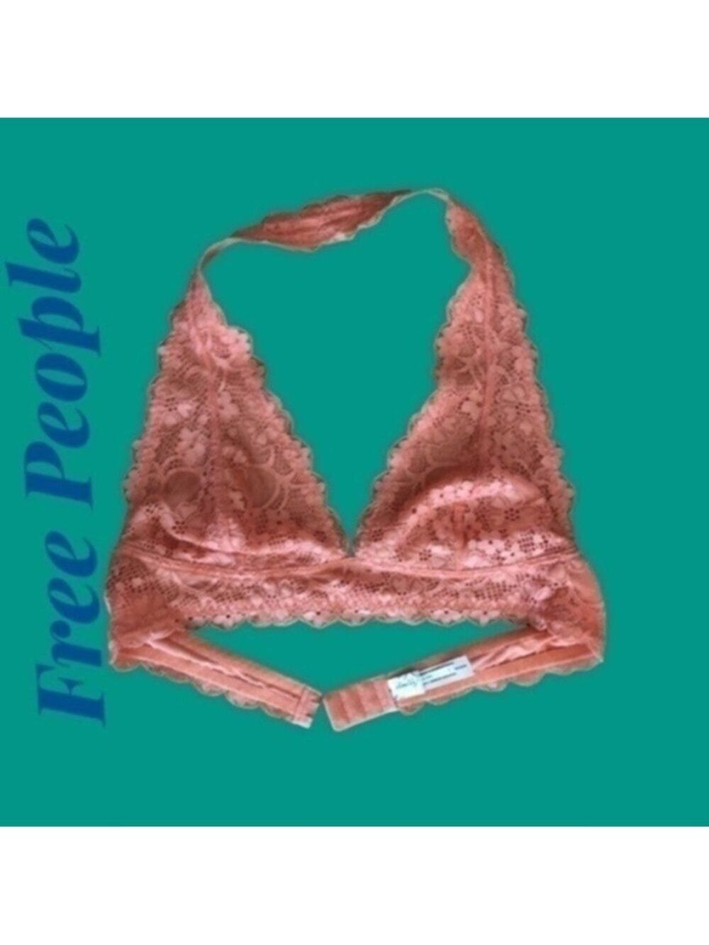FREE PEOPLE Vintage 2014 Pale Peach Stretch Lace Bralette NWOT/LG